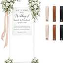 Wedding Welcome Sign Stand, 79" Extra-Tall Height - White Metal Sign Holder with 6 Leather Straps, Easel Stand for Seating Charts & Event Décor