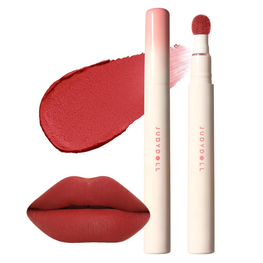 JUDYDOLL Cushion Matte Lip Cream, Hydrating Matte Lipstick with Tripeptide & Squalane, Lip line blurring, Velvet Lip mud, Smudge-Proof, Transfer-Proof, Long-Lasting, Non-craked (N03 Hot Sauce)
