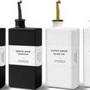 Gelury Olive Oil Dispenser Bottle for Kitchen, UV-Blocking Oil and Vinegar Dispenser Set, Soy Sauce Dispenser, Coffee Syrup Bottles, Modern Kitchen Decor (Black & White, 4pcs)