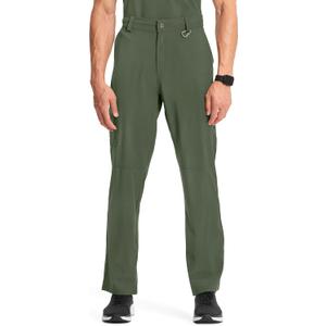 Cherokee Men's Scrub Pants Modern Fit 6 Pockets Tapered Leg with Drawstring CK200A (X-Large Tall, Olive)
