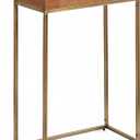 Kate and Laurel Karlsen Mid-Century Wood and Metal Narrow Side Table; 16 x 24 x 8; Walnut Brown and Brass; Slim Bedroom Nightstand with Mixed Materials Design