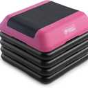 Circuit Fitness by Marcy 16 x 16 inches Adjustable Height Aerobic Step Platform with Adjustable Risers, Non-Slip Rubber Surface, Home Exercise Fitness Training, Multiple Color Options (American Pink - 4 Risers)