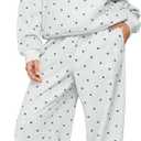 HOCANDY Polka Dot Hoodie and Sweatpants Set for Women (Medium, Grey)