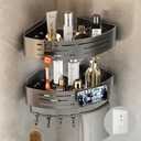 Voldra 2 Pack Corner Shower Shelves, Aluminum Stick On Showers Organizer, Modern Style, Triangular Corner Shelf, No Drilling Required (Adhesive Strip-Corners)