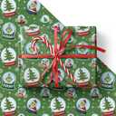 2 x Febbleshow Green Monster Christmas Wrapping Paper for Kids - Funny Holiday Gift Wrap with Snow Globes, Santa Hats & Christmas Trees - 4 Jumbo Sheets, 28" x 40" Each (32 sq. ft ttl), Easy to Store