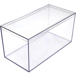 4 Clear Acrylic Boxes for Display, 8" Lx4 Wx4 H Storage Containers with Lids, Made in the USA, Clear Boxes for Gifts, Collectibles, Figures, Arts & Crafts Organization