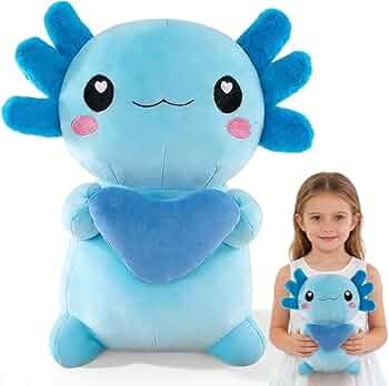 Heart-Shaped Mexican Axolotl Plush Toy, Adorable Cartoon Plush Animal - Valentine's Day, Christmas, Birthday Gift (Pink)