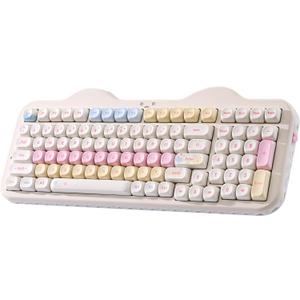 YUNZII C98 Wireless Mechanical Keyboard with Number Pad,99 Key BT5.0/2.4G/USB-C Hot Swap Gasket Mount with PBT MOA Keycaps,Custom RGB,Cute Cake Keyboard for Win/Mac (Beige, Candy Linear Switch)