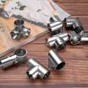 uxcell 6Pcs 180 Degree Structural Pipe Connectors 2 Way End Rails Clamp with Wrench Stainless Steel Corner Pipe Fittings for DIY Shelf Garden Support 1"/1.1" Fit Pipe Dia, Silvery