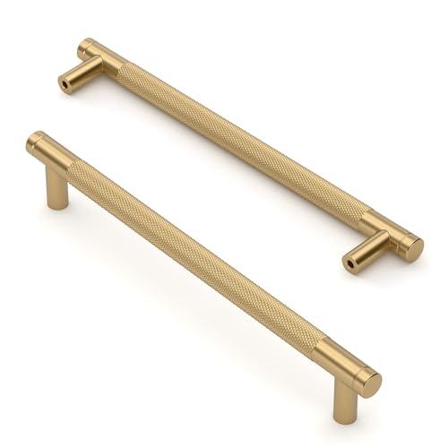 Asidrama 9 Pack 10 Inch(254mm) Champagne Bronze Cabinet Pulls Knurled Cabinet Handles Cupboard Handles Kitchen Cabinet Hardware for Cupboard Drawer Pulls
