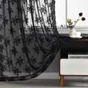 Kotile Black Lace Curtains 96 Inch Length, Vintage Rusitc Floral Sheer Lace Drapes, Gothic Black Sheer Curtains for Living Room, Rod Pocket Window Curtain Panels, 52 x 96 Inch, 2 Panels