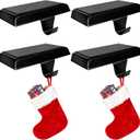 Christmas Weighted Stocking Holders For Mantle Set of 4,Mantle Stocking Hangers,Heavy Duty Christmas Stockings Holders Christmas Ornaments for Counter Tables Window Fireplace Mantle Decoration (Black)
