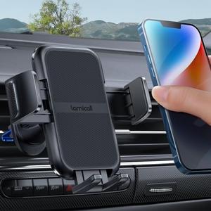Lamicall 2025 Wider Clamp & Metal Hook Car Phone Holder Vent [Thick Cases Friendly] Phone Holders for Your Car Mount Automobile Hands Free Cradle Air Vent for iPhone 17 16 15 14 13 Pro Max Smartphone
