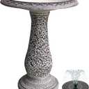 Pedestal Birdbath with Solar Fountain, Resin Stone Composite Outdoor Garden Decor, Standing Bird Bath for Outside Patio Yard, 23-Inch Tall, Garden Fountain, Resin Bird Baths, Hummingbird Bowl