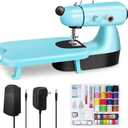 Sewing Machine for Beginners with Extension Table, Adjustable 2-Speed 2-Thread Mini Sewing Machine, Portable Electric Maquina de Coser with Foot Pedal, Perfect for DIY, Ideal Gift for Kids and Adults