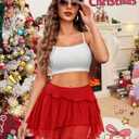 Avidlove Women's Pleated Mini Skirt Mesh Layered Ruffled Skirt Casual Ruffles Flowy Hem S-XXL (L)