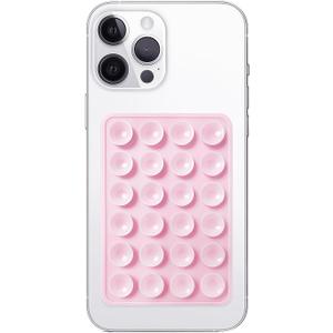 Anteel Silicone Suction Phone Case Mount, Non Slip Sticky Phone Grip for Cellphone, Silicon Adhesive Suction Cup Phone Mount, Strong Grip Holder for Selfies and Videos (Light Pink)