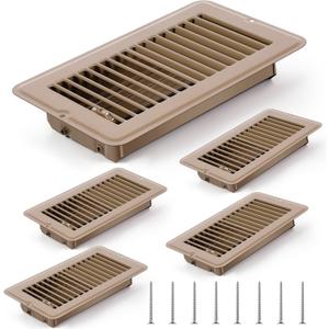 Tandefio 4 Pack 4" x 8" Floor Register Vents Rv Floor Vent Cover Heavy Duty Metal Register Vent for Mobile Home Heater (Brown)