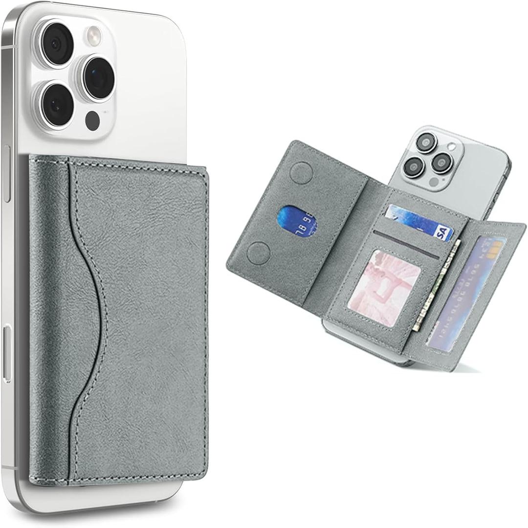 for Magsafe Wallet, Magnetic CardHolder with Adjustable Stand, Phone Card holder with 6 Card Slots, Magnetic Wallet for iPhone 16/15/14/13/12 Series, Not for iPhone 13/12 Mini (White)