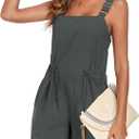 Womens Short Overalls Adjustable Strap Drawstring Waist Sleeveless Shorts Jumpsuits Summer Beach Vacation Jumpers (Gray, XXL)