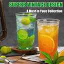 Drinking Glasses, 12 pcs Embossed Designed Highball Glasses, 16oz Glass Cups, Tall Water Tumbler, Ribbed Glassware Set, Mojito Cups, Cocktail Glass, Vintage Glassware Set