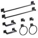 Matte Black Bathroom Hardware Set 8 Pieces, Towel Bar Set Stainless Steel Wall Mounted, Includes 23.6In Hand Towel Bar, Towel Ring, Robe Towel Hooks, Toilet Paper Holder, Bathroom Towel Rack Set