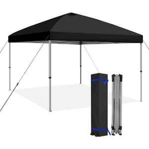 HYPER VENTURE 10x10ft Pop Up Canopy Tent with One Push Setup, Portable Outdoor Event Shelter with Rolling Carry Bag for Camping, Beach, Market, Patio (Black)