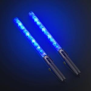 RoadHero 2 Pack 21 Inch Traffic Wands, Blue Led Traffic Control Baton, Night Safety Light Wand with 2 Flashing Modes, Air Marshaling Signal Wand with Side Clip for Parking Lot