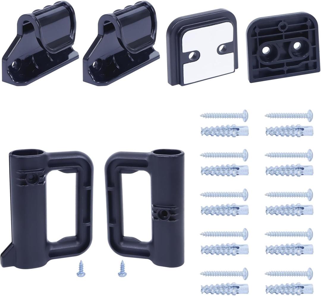 Retractable Baby Gate Replacement Parts - Full Set Wall Mounting Kits Hardware with Brackets, Hooks, Latches, Screws for Retractable Dog Gate, Black