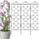 Thealyn Garden Trellis for Climbing Plants, 4 Pack 56" x 13.8" Metal Trellis for Potted Plants and Planters, Rust-Resistant Plant Support for Indoor Outdoor Use, Black