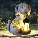 Solar Dog Statue Garden Decor Solar Led Lights Dog Statue Outdoor for Outside, Yard,Patio,Garden Dog Gifts for Women,Mom