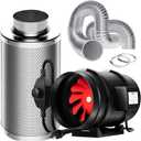 VIVOSUN Grow Tent Ventilation System, 8 Inch Inline Duct Fan with Speed Controller, 8'' Carbon Filter, and 25ft. Ducting Combo, Air Cooling and Filtration Kit for Grow Tent, Hydroponics