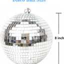 Mirror Disco Ball 8 Inch Hanging Disco Ball for Party Wedding Holiday Home Decoration, Silver