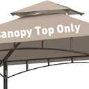 Grill Gazebo Replacement Canopy Roof, 5' x 8' Outdoor BBQ Gazebo Canopy Top Cover, Double Tired Grill Shelter Cover with Durable Polyester Fabric, Only Fit for Model L-GG001PST-F, Khaki