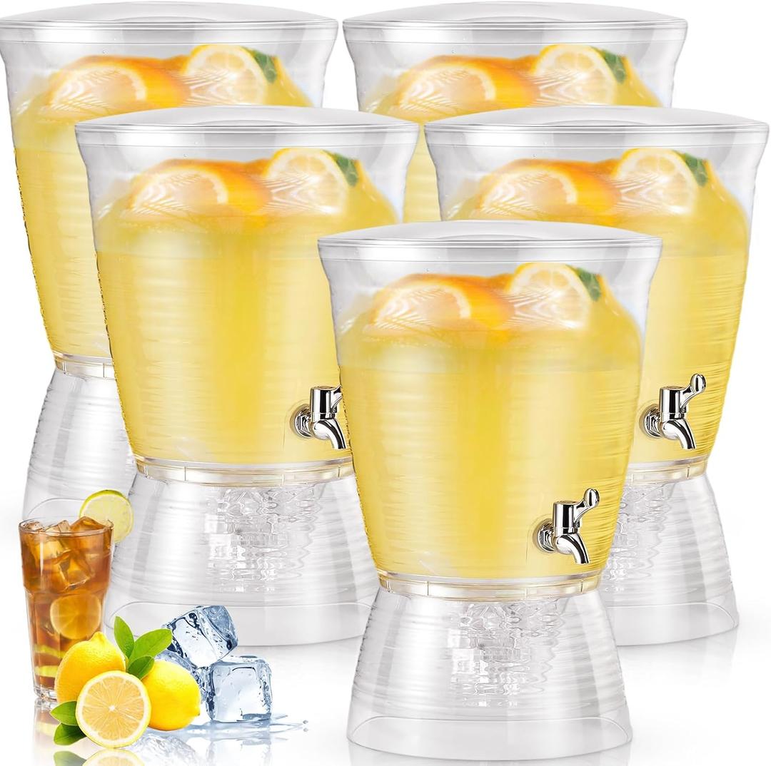 Tioncy 5 Pcs Acrylic Drink Water Dispenser with Spigot, 2.7 Gallon Clear