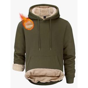 STICKON Men's Fleece Hoodies Warm Pullover Drawstring Hooded Sweatshirts Simple Casual Basics Thick Hoodie, XL