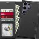 FUNMIKO for Samsung Galaxy S25 Ultra Case Wallet,Detachable Flip Folio Leather Cover,RFID Blocking 4 Card Slots Holder,Kickstand Function,Protective Phone Shell for Men Women Girls,Black