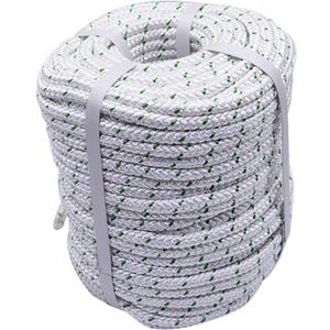 3/8 Inch x 200 Feet 4800Lbs Double Braided Polyester Rope Breaking Strength Strong Pulling Rope (White & Green)