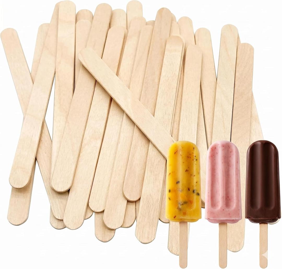 Popsicle Sticks, 100 PCS 5.5"x0.4" Wooden Sticks for Crafts, Waxing, coffee, Ice Cream, and Tongue Depressor