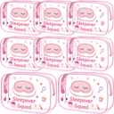 Aliceset 8 Pcs Sleepover Party Supplies Sleepover Squad Makeup Bags Slumber Birthday Party Favors Spa Squad Cosmetic Bag Spa Stuff Waterproof Toiletry Pouches Overnight Decorations(Pink)