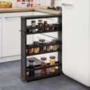 Lavish Home Slim Rolling Storage Cart - 4 Tier Utility Cart with Handle and Wheels for Bathroom, Kitchen and Laundry Room - Storage Shelves (Black)