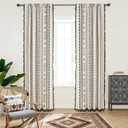 Coral Fish Boho Curtains with Black Geometric Pattern Bohemian Window Treatments with Tassels Fringe for Kitchen Bathroom Light-Filtering Privacy Cotton Drapes, Rod Pocket, 59''W x 63''L, 2 Panels