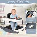 5-in-1 Baby Walker for Boys and Girls Music and Lights 6-18 Month, Foldable Baby Walkers with 5 Adjustable Heights, Infant Toddler Walker with Wheels and Combo Portable（Dark Gray）