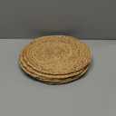 6Pcs 12" Round Woven Rattan Placemats, Natural Hand-Woven Water Hyacinth Placemats, Farmhouse Weave Place Mats, Rustic Braided Wicker Table Mats (12inch Set of 6)