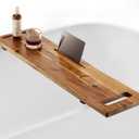 Tinamo Acacia Bathtub Caddy Tray Table | 39 x 9.75 x 2.5 Inch Large Bath Tub Tray Wooden | Anti-Tipping, Sustainable Tub Tray for Bathtub | Bathtub Accessories Holders for Bathtub (Acacia, 39x9.75)
