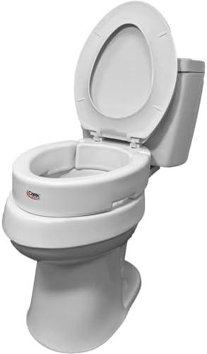 Carex Round Hinged Raised Toilet Seat, Elongated Toilet Seat Riser, Adds 3.5 Inches of Height, 300 lbs Capacity, Elevating and Raising Seat for Elderly and Handicap, Universal, Slip-Resistant, White