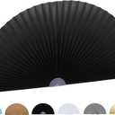 Arch Window Shade Curtains Half Circle Moon Pleated Fabric Blinds Semi Circle Temporary Light Filtering Pleated Paper Shades Half Round Window Covering Easy to Cut and Install(1, Black, 48x24Inches)