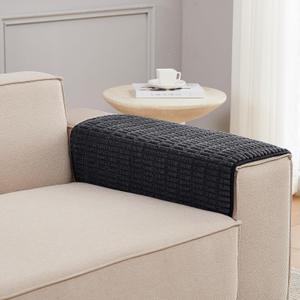 Sofa Armrest Protectors - 2pcs Anti-Slip Couch Arm Covers, 22x26 inch (Black)