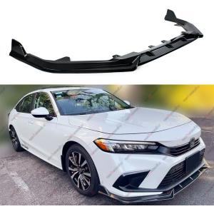 3Pcs Front Bumper Lip Compatible with 2022-2024 Honda Civic, JDM Air Dam Lower Chin Splitter Fits for EX EX-L LX Si Sport Touring Hatchback Sedan Protection Body Kit (Glossy Black)