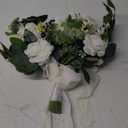 Bridal Bouquet, White Artificial Wedding Bouquets for Bride Bridal Bouquet Bridesmaid Bouquet Tossing Bouquet for Wedding Ceremony and Anniversary(White)